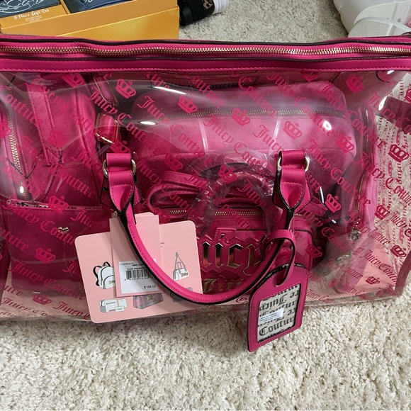 Juicy Couture Hot Pink Transparent Travel Bag - Picture 1 of 1